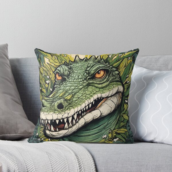 Item preview, Wild Reverie: Crocodile Head Amidst Bright Green Leaves designed and sold by Bee Happy Creative™.