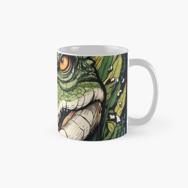 Item preview, Wild Reverie: Crocodile Head Amidst Bright Green Leaves designed and sold by Bee Happy Creative™.