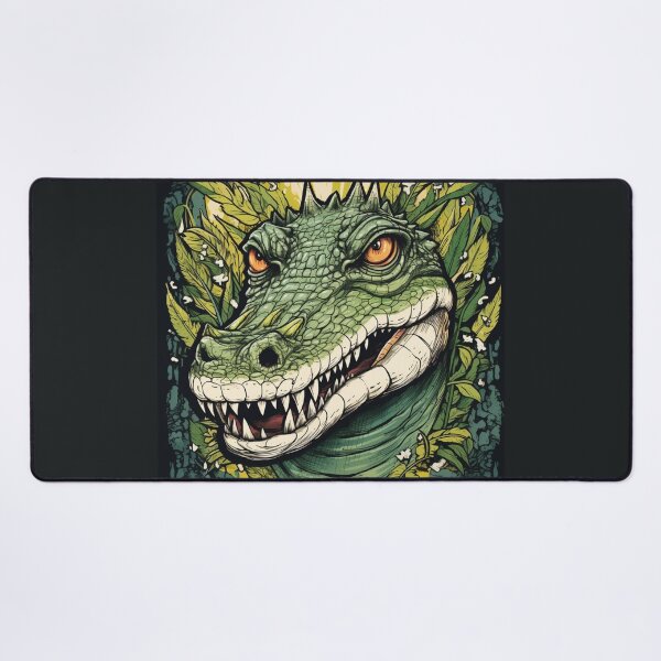 Item preview, Wild Reverie: Crocodile Head Amidst Bright Green Leaves designed and sold by Bee Happy Creative™.