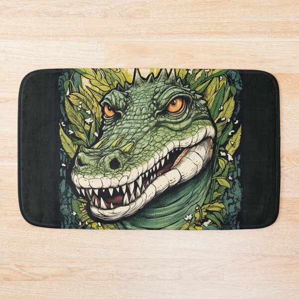 Item preview, Wild Reverie: Crocodile Head Amidst Bright Green Leaves designed and sold by Bee Happy Creative™.