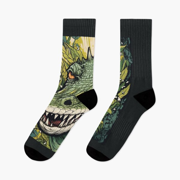 Item preview, Wild Reverie: Crocodile Head Amidst Bright Green Leaves designed and sold by Bee Happy Creative™.
