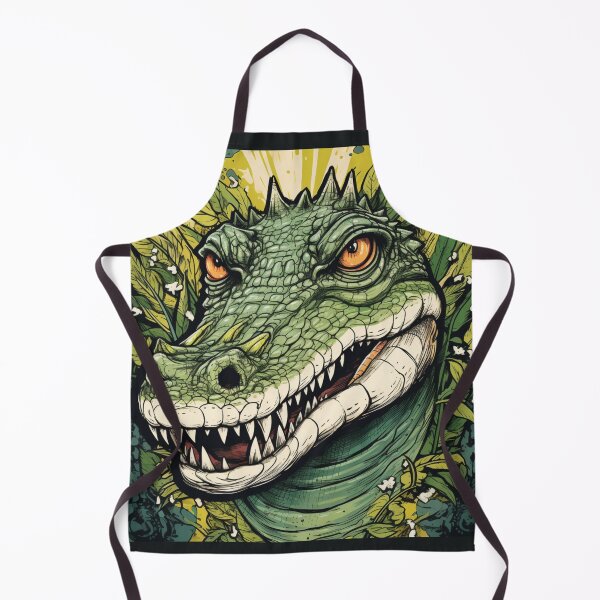 Item preview, Wild Reverie: Crocodile Head Amidst Bright Green Leaves designed and sold by Bee Happy Creative™.