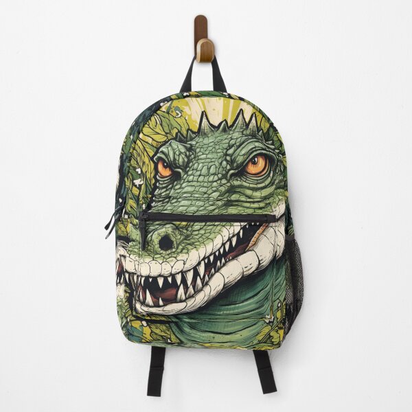 Item preview, Wild Reverie: Crocodile Head Amidst Bright Green Leaves designed and sold by Bee Happy Creative™.