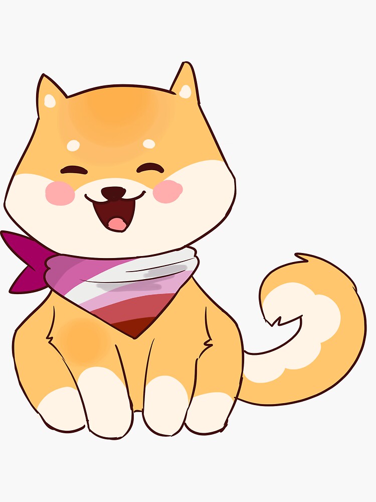 Pride Puppies Lesbian Shibu Inu Sticker By C Ceci Redbubble