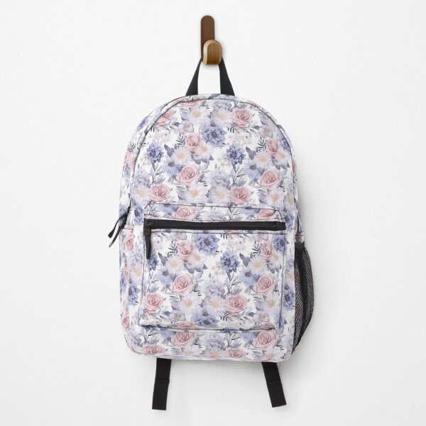 Item preview, Dusty Blue and Silver Seamless Watercolour Flower Pattern designed and sold by SynthPrint.