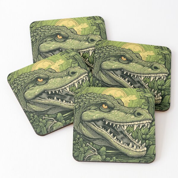 Item preview, Savage Serenity: Alligator Head Amidst Tropical Green Jungle designed and sold by Bee Happy Creative™.