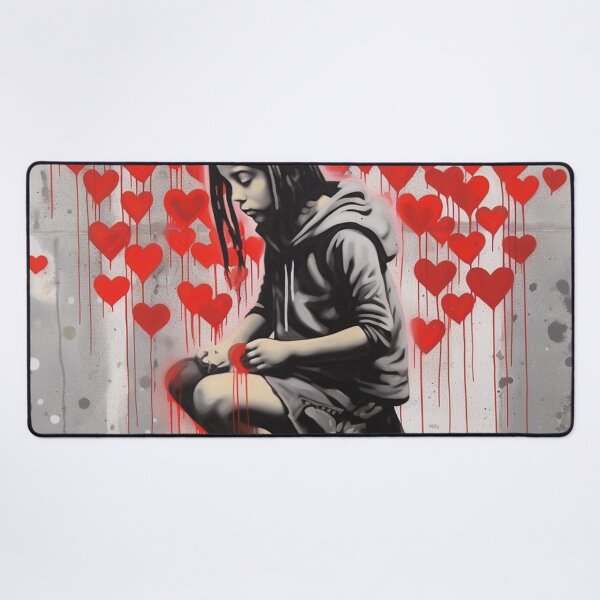 Item preview, bansky girl love heart street designed and sold by Russellcurtis.