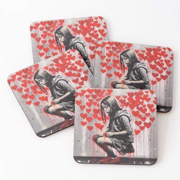 Item preview, bansky girl love heart street designed and sold by Russellcurtis.