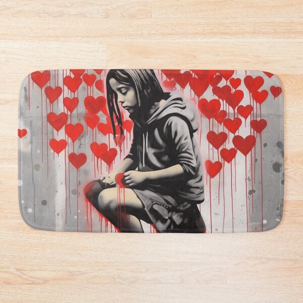 Item preview, bansky girl love heart street designed and sold by Russellcurtis.