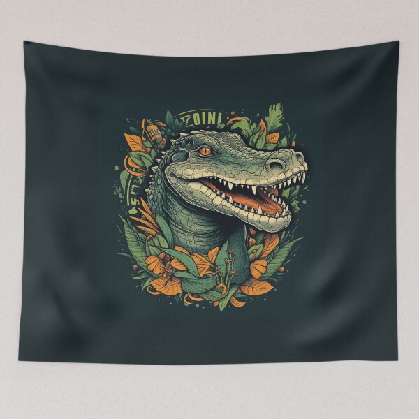 Item preview, Primeval Majesty: Vintage Poster Design of a Crocodile in the Jungle designed and sold by Bee Happy Creative™.
