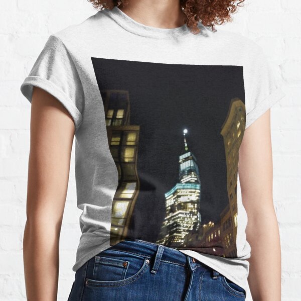 Street, City, Buildings, Photo, Day, Trees, New York, Manhattan Classic T-Shirt