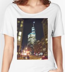 Street, City, Buildings, Photo, Day, Trees, New York, Manhattan Women's Relaxed Fit T-Shirt
