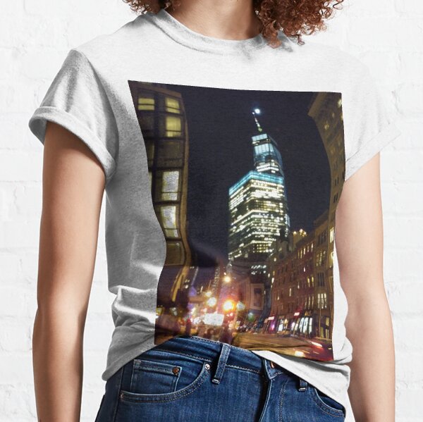Street, City, Buildings, Photo, Day, Trees, New York, Manhattan Classic T-Shirt