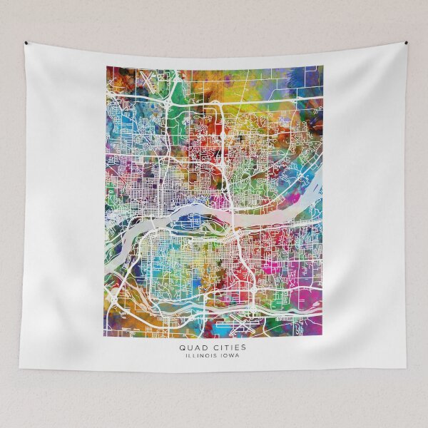 Item preview, Quad Cities Street Map designed and sold by ArtPrints.