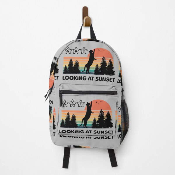 Item preview, Standing black cat looking at sunset and trees - cool graphic design designed and sold by wejollydigitals.