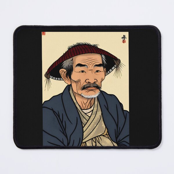 Item preview, Old Man's Face- vintage japanese art - Katsushika Hokusai style designed and sold by Asian-Art.