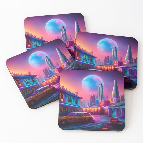 Item preview, Holographic Astral Cosmic Illustration of a Creepy Motel - Unique Artwork for Cosmic Enthusiasts designed and sold by LuminoArt.