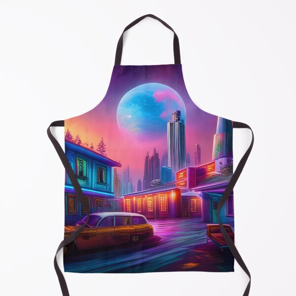 Item preview, Holographic Astral Cosmic Illustration of a Creepy Motel - Unique Artwork for Cosmic Enthusiasts designed and sold by LuminoArt.