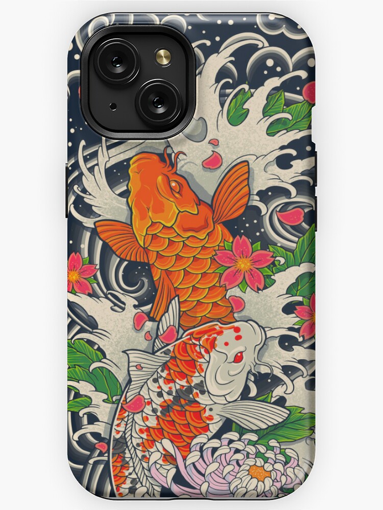 Japanese Koi Fish Phone Case Art Cover Fit for iPhone 15 Pro Max