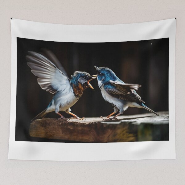Item preview, Two baby birds of the European Swallow (Hirundo rustica) are fighting designed and sold by aiphotosart.