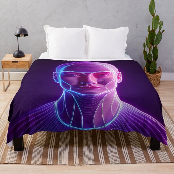 Item preview, 80's Futuristic Glowing Wireframe 3D Portrait | Synthwave Neon Retro Art designed and sold by LuminoArt.