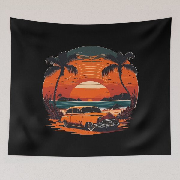 Artikelvorschau, Oldtimer, Vintage, Strand, Palmen, Meer entworfen und verkauft von Hypershirty.