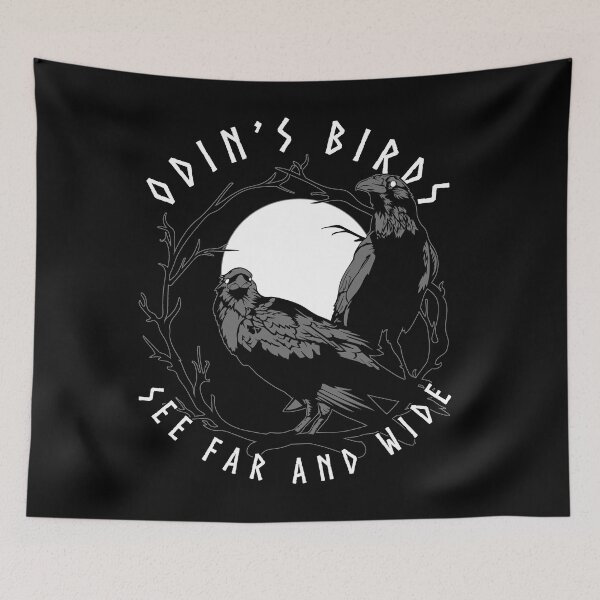 Item preview, Odin's Birds See Far & Wide, Norse Gods Viking Proverb, Sagas, Huginn and Muninn designed and sold by Proverbial Wisdom Design.