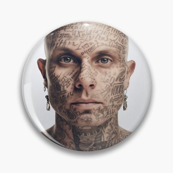 Item preview, Handsome bald man with many tattoos on his face designed and sold by Markus Baron.