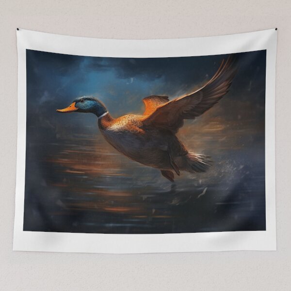 Item preview, Duck flying in the sky. Digital painting. 3d rendering designed and sold by aiphotosart.