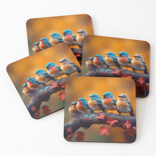 Item preview, Group of Eastern Bluebirds (Sialia sialis) perched on a branch designed and sold by aiphotosart.