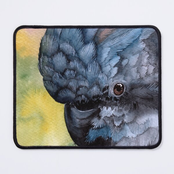 Item preview, Watercolor illustration of a parrot - red tailed black cockatoo designed and sold by MaryWatercolor.