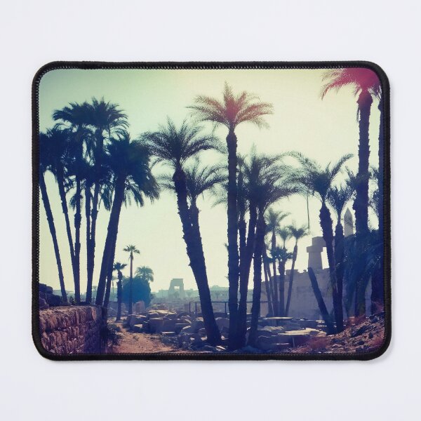 Item preview, sunrise over Karnak temple, date palms, vintage photo , ancient Egypt photography designed and sold by art-of-egypt.