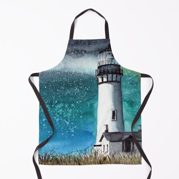 Item preview, Watercolor illustration of the Yaquina Head lighthouse on the grassy hill designed and sold by MaryWatercolor.