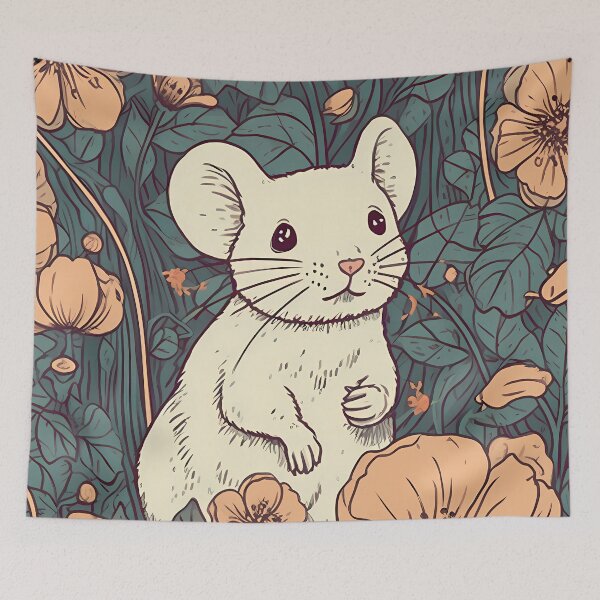 Item preview, Mouse Illustration in a field of flowers designed and sold by 11pixeli.