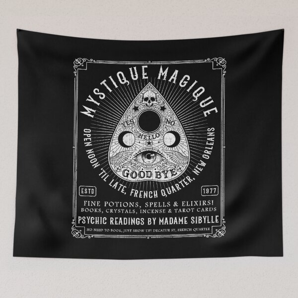 Aperçu de l'œuvre Mystique Magique, Magasin Occulte de la Nouvelle-Orléans, Planchette Design créée et vendue par Proverbial Wisdom Design.