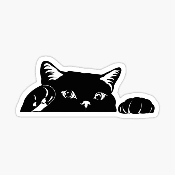 Aperçu de l'œuvre Cutest Black Cat Peeking Car Window Bumper Sticker créée et vendue par FunckyDesigns.