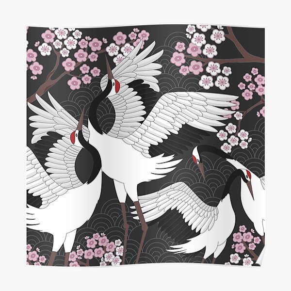Japanese Cranes Poster