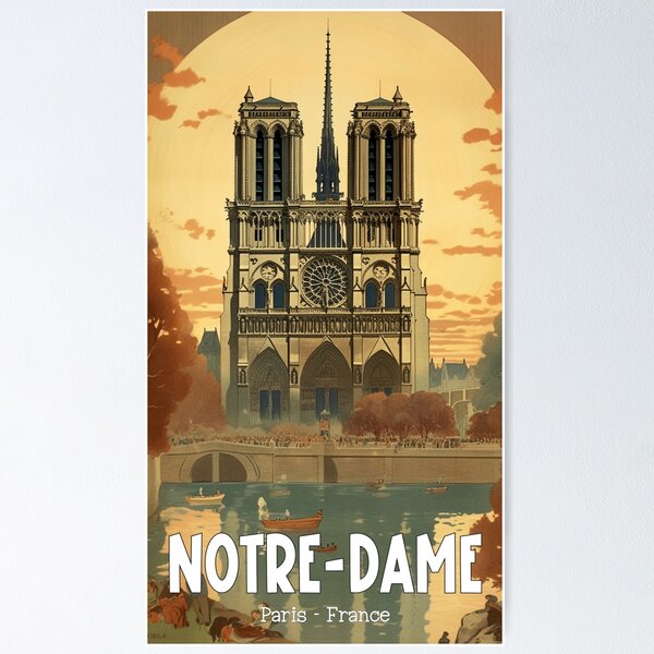 Item preview, A Vintage Poster of the Notre-Dame Cathedral in Paris designed and sold by GoodOldVintage.
