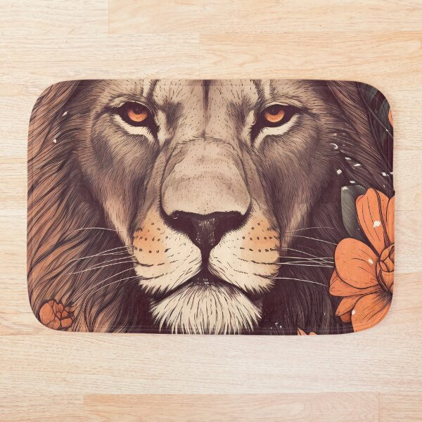 Item preview, Lion Illustration in a field of flowers designed and sold by 11pixeli.