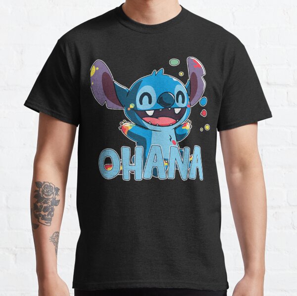 Camiseta Disney Lilo & Stitch Sleepy Stitch con cuello en V para mujer, Azul