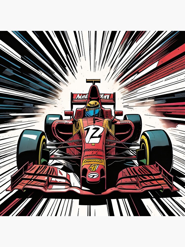 Carte de vœux avec l'œuvre « Voiture de Formule 1 Rouge Pop Art