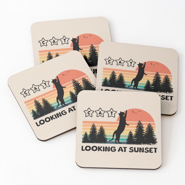 Item preview, Standing black cat looking at sunset and trees - cool graphic design designed and sold by wejollydigitals.
