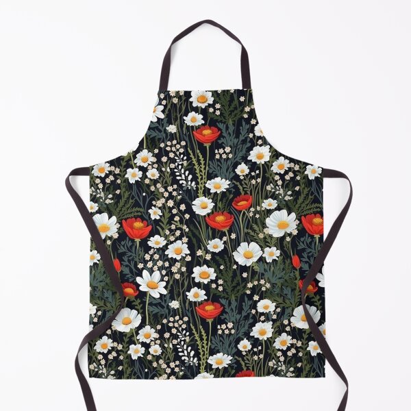 Item preview, Field of Wildflowers Including Poppies and Daisies on Dark Background designed and sold by LuluLovely.