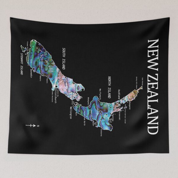 Item preview, NEW ZEALAND MAP DETAILED PAUA designed and sold by Madjack Tees Kiwi SuperStore.