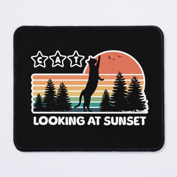 Item preview, Standing black cat looking at sunset and trees - cool graphic design designed and sold by wejollydigitals.