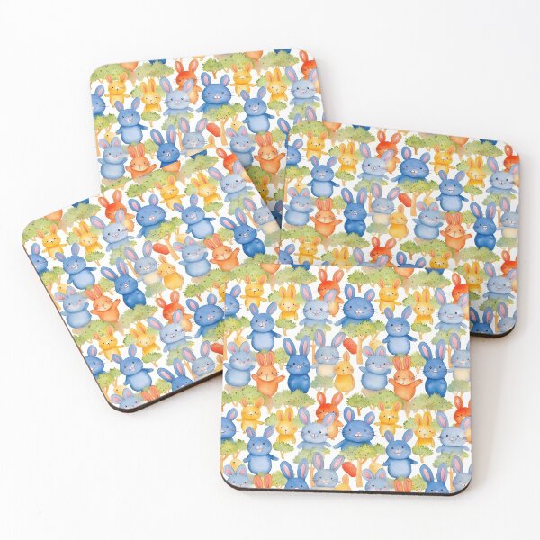 Aperçu de l'œuvre Petits lapins colorés joyeux mignons dans la nature Printemps - famille aux longues oreilles créée et vendue par Pixelboys.