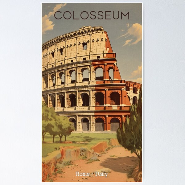 Item preview, A Vintage Travel Illustration of the Colosseum of Rome designed and sold by GoodOldVintage.