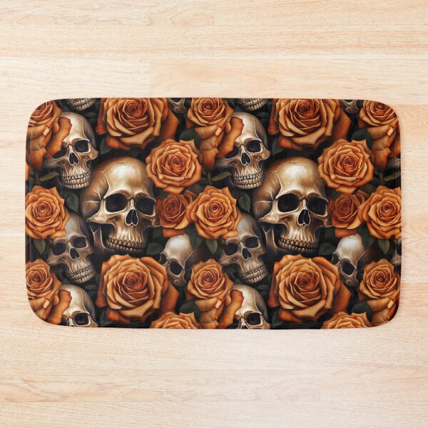 Item preview, Gothic Skulls Floral Print designed and sold by CreaturesLikeUs.