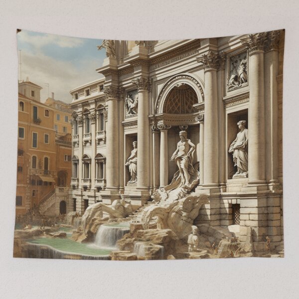 Item preview, A Vintage Travel Illustration of the Trevi Fountain in Rome designed and sold by GoodOldVintage.