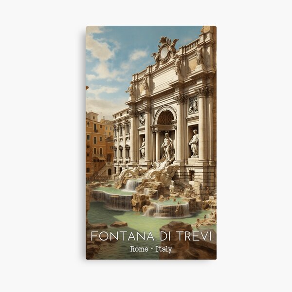 Item preview, A Vintage Travel Illustration of the Trevi Fountain in Rome designed and sold by GoodOldVintage.